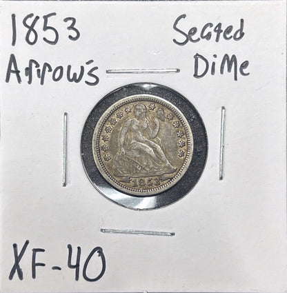1853 Seated Dime Arrows 4045.40-A — Obverse