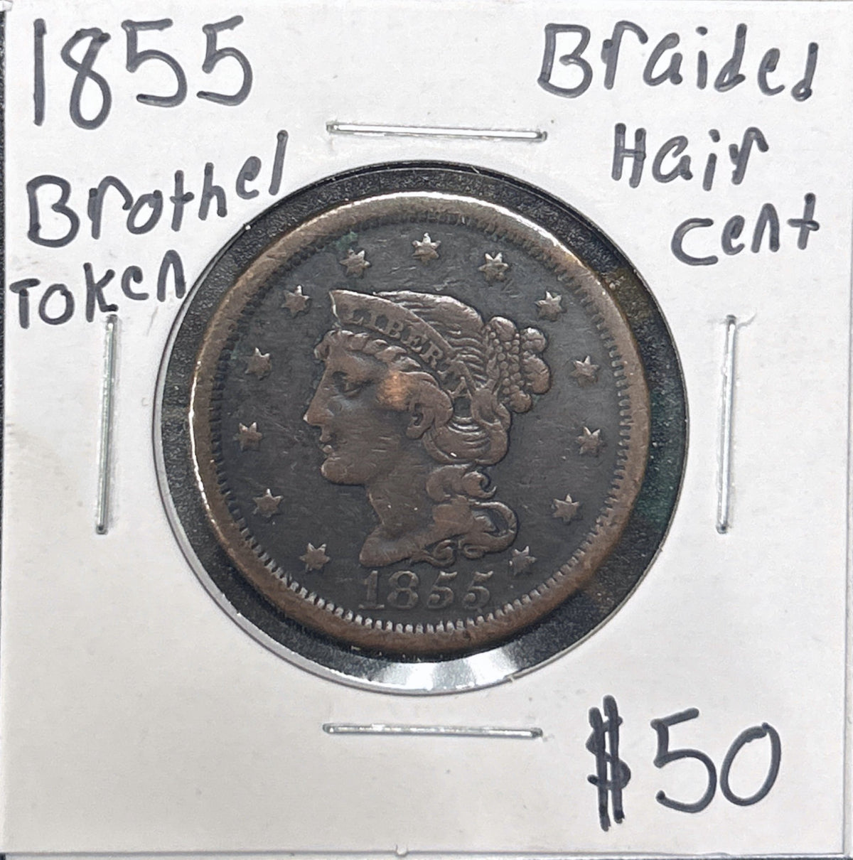 1855 Brothel Token VD4A — Obverse