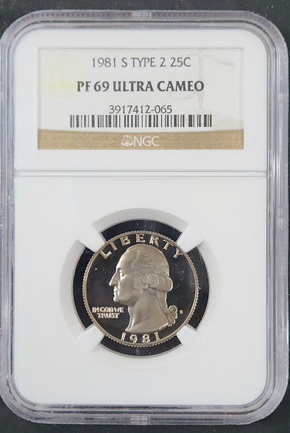 1981 S Washington Quarter Type 2 PF69 Ultra Cameo NGC 374890.69-06591369003917412065 — Obverse