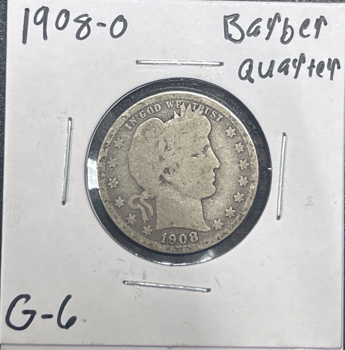 1908-O Barber Quarter 5446.6-A — Obverse