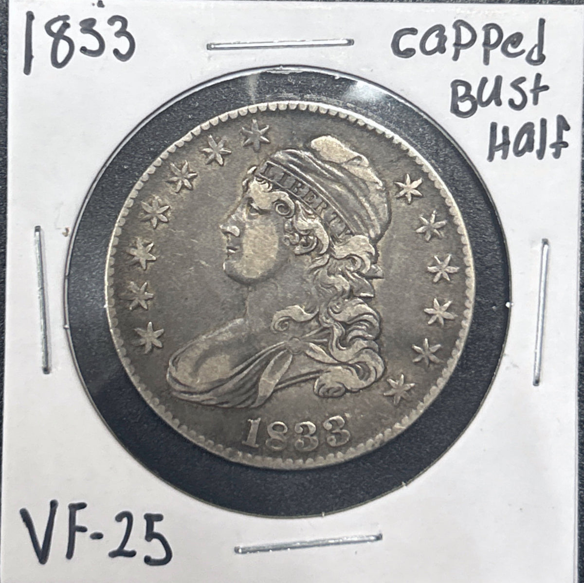 1833 Capped Bust Half Dollar 6203.25-A — Obverse