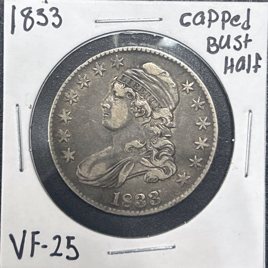1833 Capped Bust Half Dollar 6203.25-A — Obverse