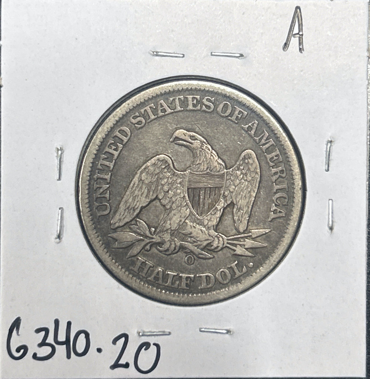 1858-O Seated Half Dollar 6340.20-A — Reverse
