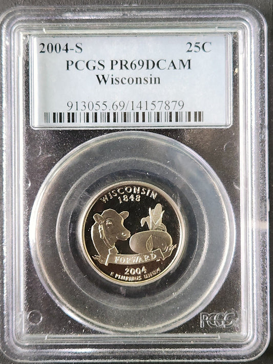 2004-S Wisconsin Quarter PR69 DCAM PCGS 6113.69-9130556914157879 — Obverse