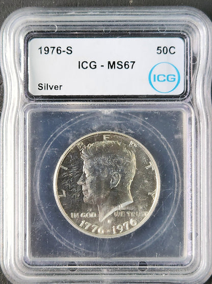 1976-S Kennedy Half Dollar Silver MS67 ICG 6933.67-053080676223430223 — Obverse