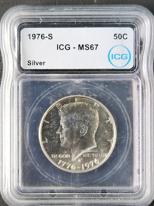 1976-S Kennedy Half Dollar Silver MS67 ICG 6933.67-053080676223430223 — Obverse
