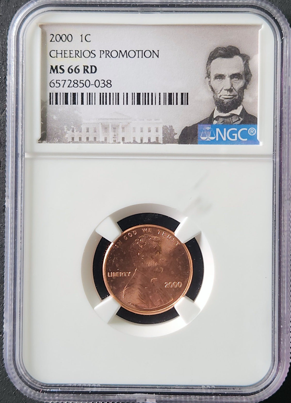 2000 Lincoln Cent Cheerios Promotion MS66 RD 70092.66-81955666006572850038 — Obverse