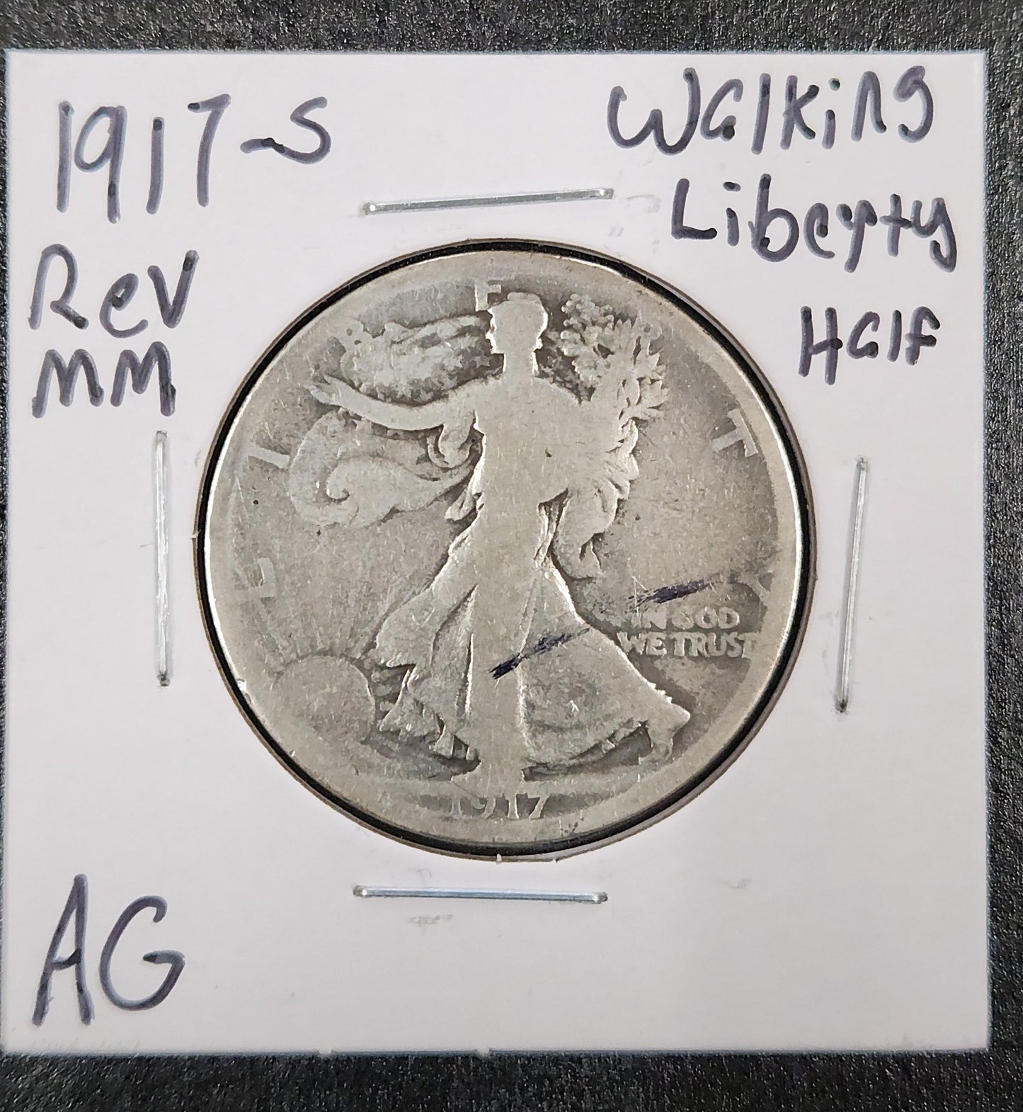 1917-s Rev MM Walking Liberty Half AG — Obverse