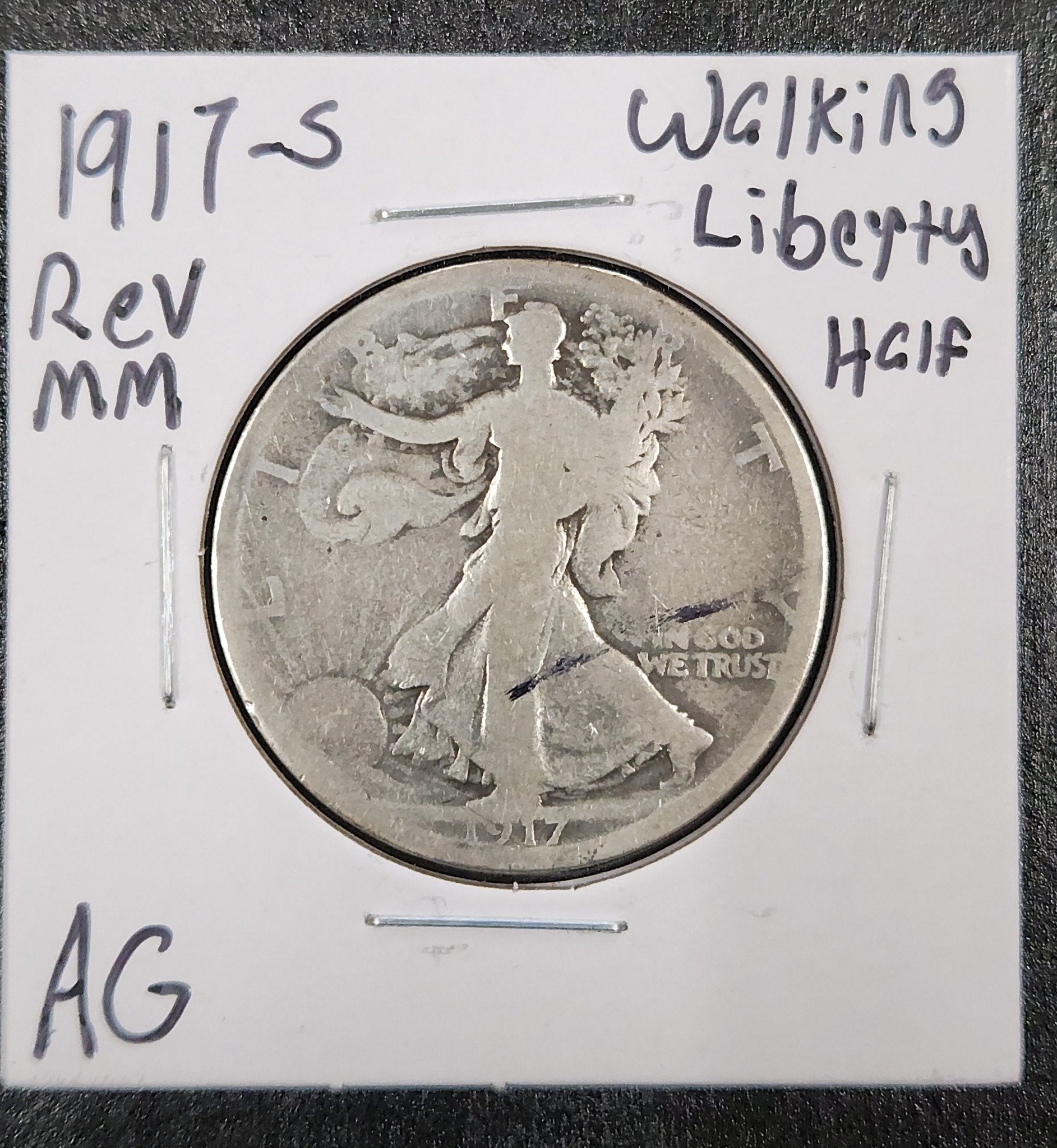 1917-s Rev MM Walking Liberty Half AG — Obverse