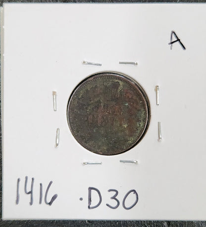 1898 Indian Head Cent VF 1416.D30-A — Reverse