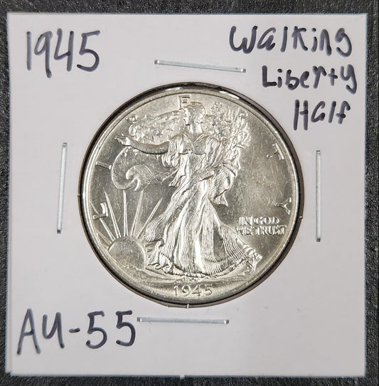 1945 Walking Liberty Half AU-55 — Obverse