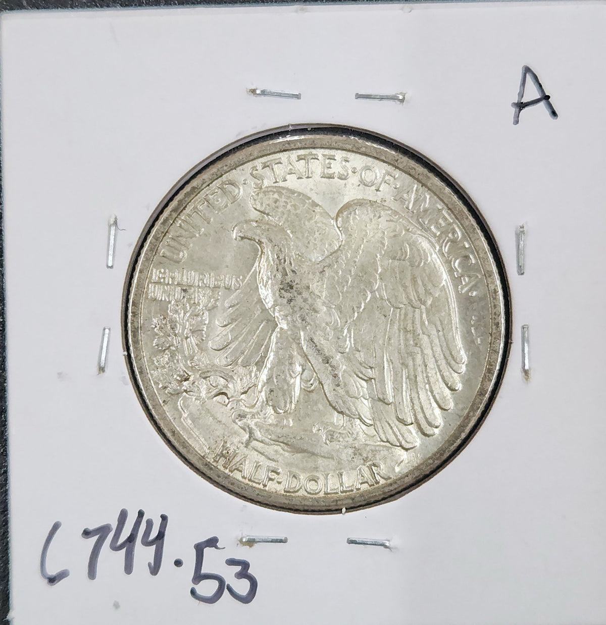 1942 Walking Liberty Half AU-53 6744.53-A — Reverse