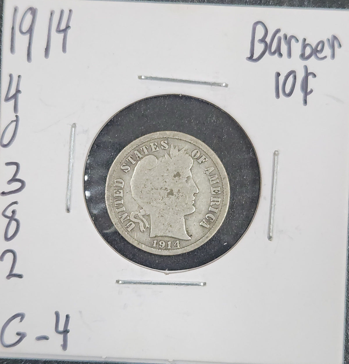 1914 Barber Dime G4 4343.4-A — Obverse