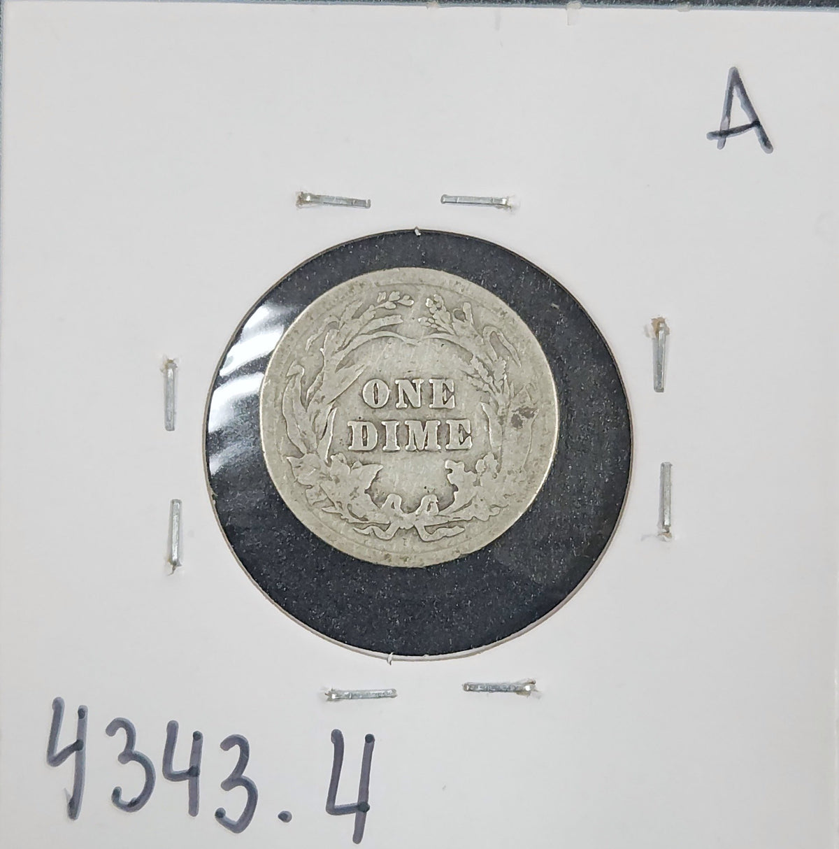 1914 Barber Dime G4 4343.4-A — Reverse