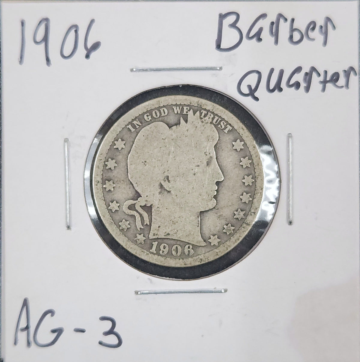1906 Barber Quarter AG-3 5402.3-A — Obverse