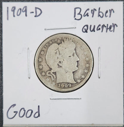 1909-D Barber Quarter GOOD 5448.D6-A — Obverse