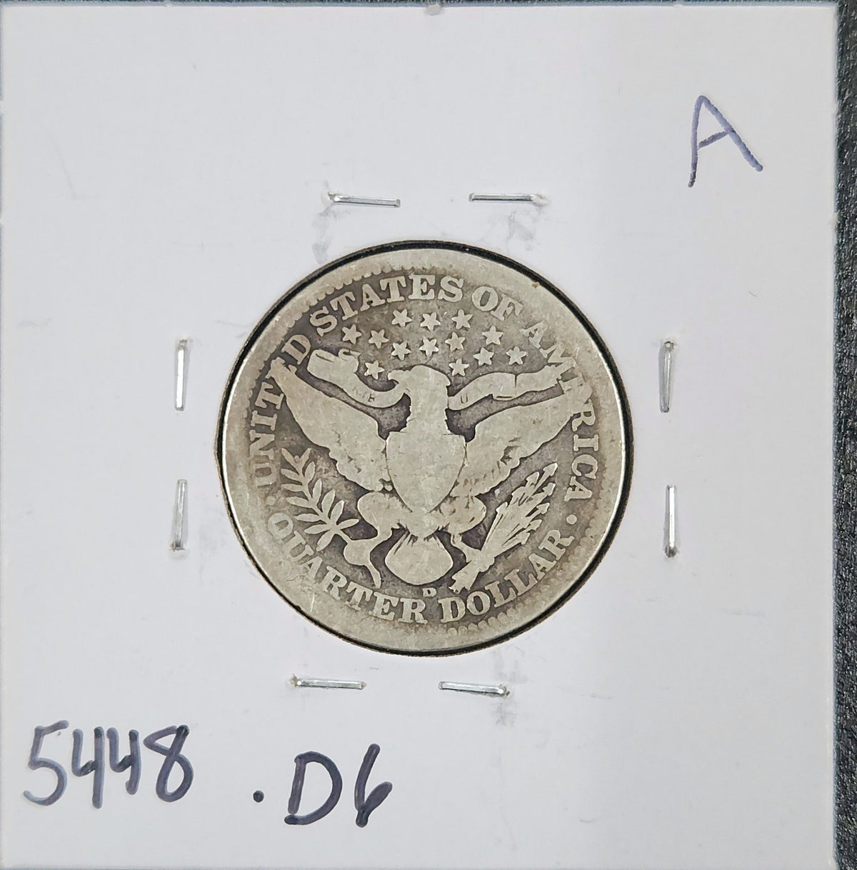 1909-D Barber Quarter GOOD 5448.D6-A — Reverse