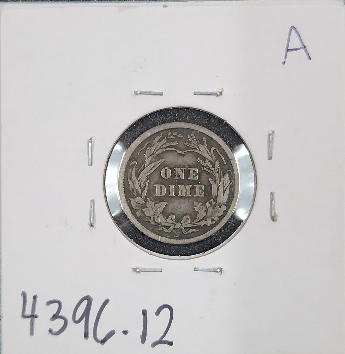 1915-S Barber Dime F-12 4396.12-A — Reverse