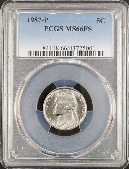 1987-P Jefferson Nickel MS66FS 3416.66FS 3416.66FS-1000841180066043725001 — Obverse