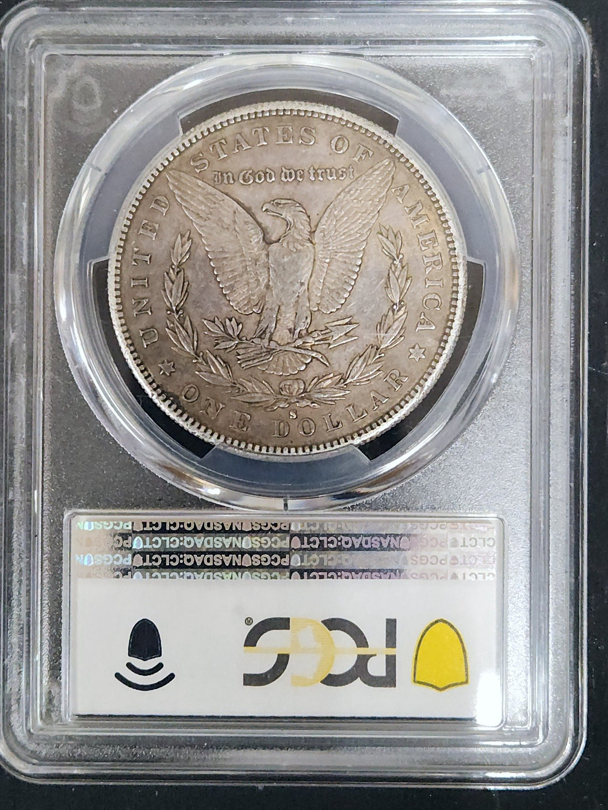 1889-S Morgan Dollar AU50 PCGS 7558.50-1000071940050040278168 — Reverse