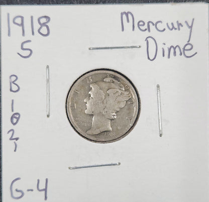 1918 S Mercury Dime G-4 4533.4-A — Obverse