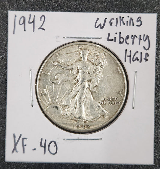 1942 Walking Liberty Half XF-40 — Obverse
