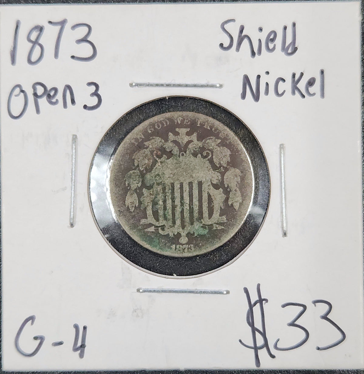 1873 Shield Nickel Open 3 G4 2876.04-A — Obverse
