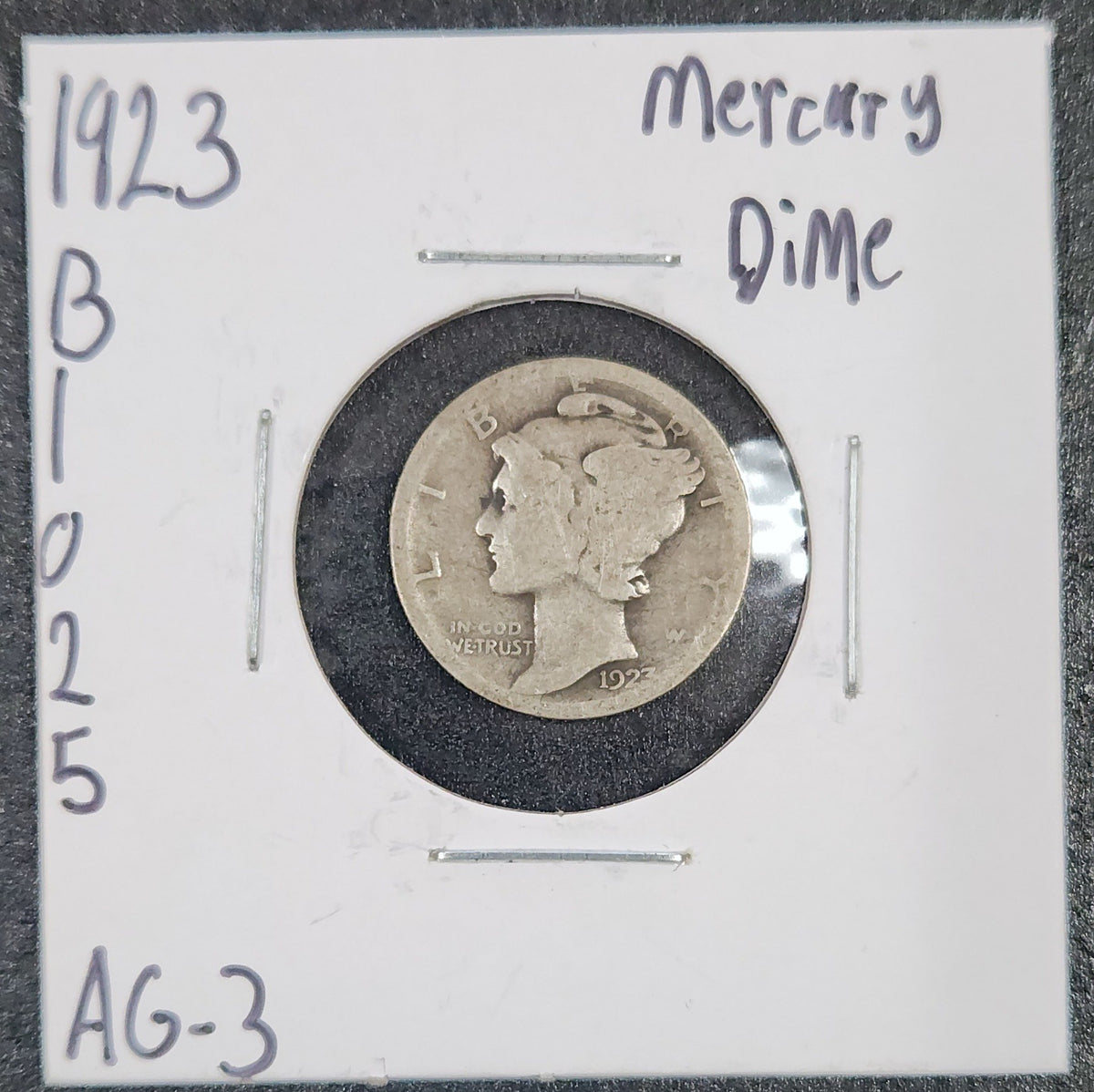 1923 Mercury Dime AG-3 4481.3-A — Obverse