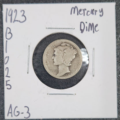 1923 Mercury Dime AG-3 4481.3-A — Obverse