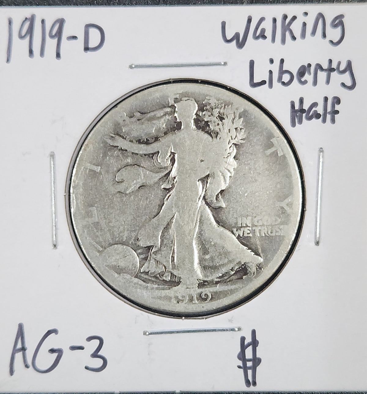 1919-D Walking Liberty Half AG-3 6719.3-A — Obverse