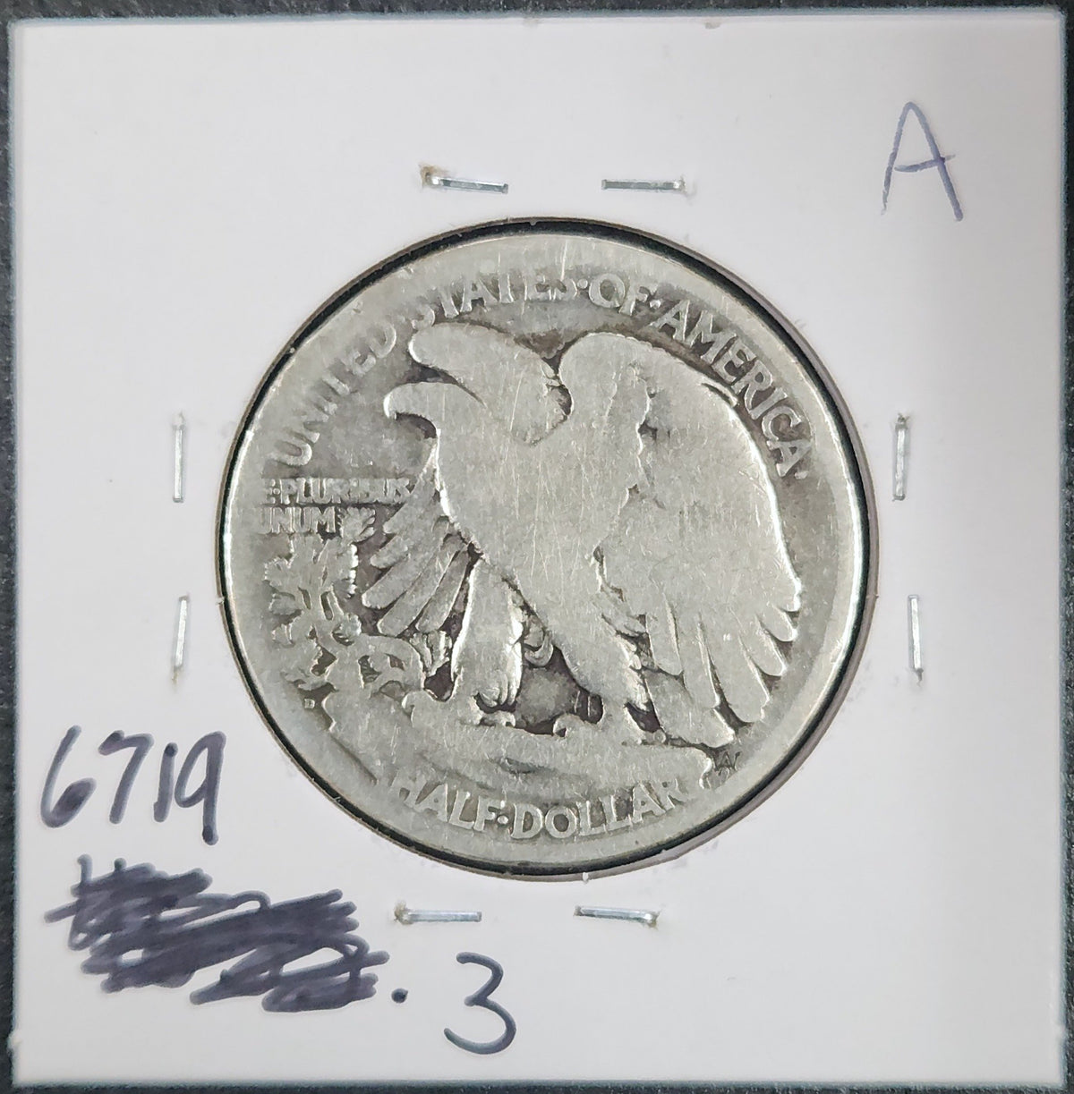 1919-D Walking Liberty Half AG-3 6719.3-A — Reverse