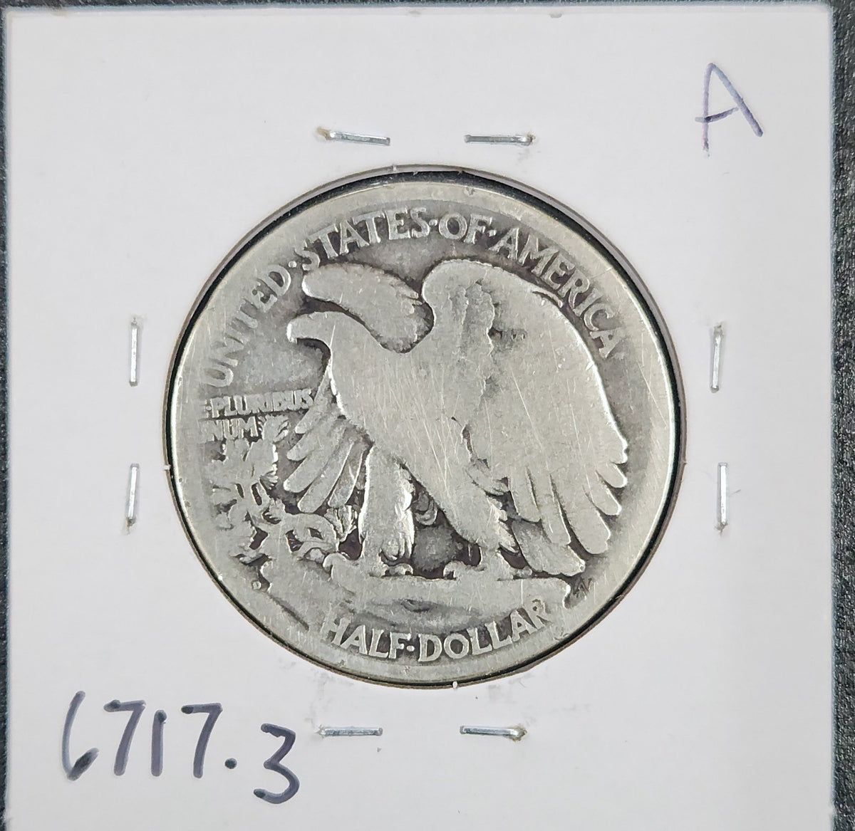 1918-D Walking Liberty Half AG-3 6717.3-A — Reverse