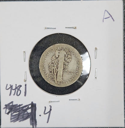 1923 Mercury Dime G-4 4481.4-A — Reverse