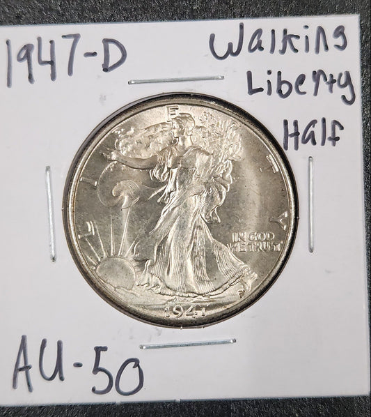 1947-D Walking Liberty Half AU-50 — Obverse
