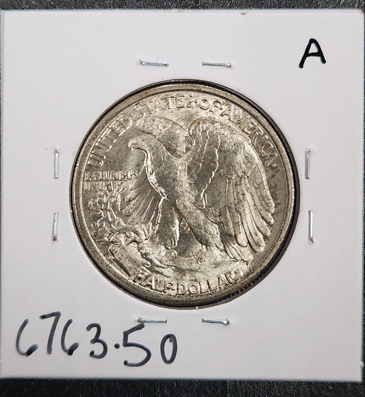 1947-D Walking Liberty Half AU-50 — Reverse