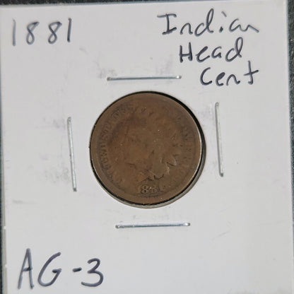 1881 Indian Head Cent AG-3 1356.3-A — Obverse
