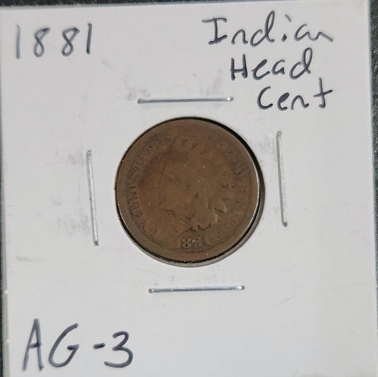 1881 Indian Head Cent AG-3 1356.3-A — Obverse