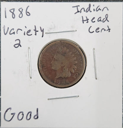 1886 Indian Head Cent Variety 2 GOOD 1374.D4-A — Obverse