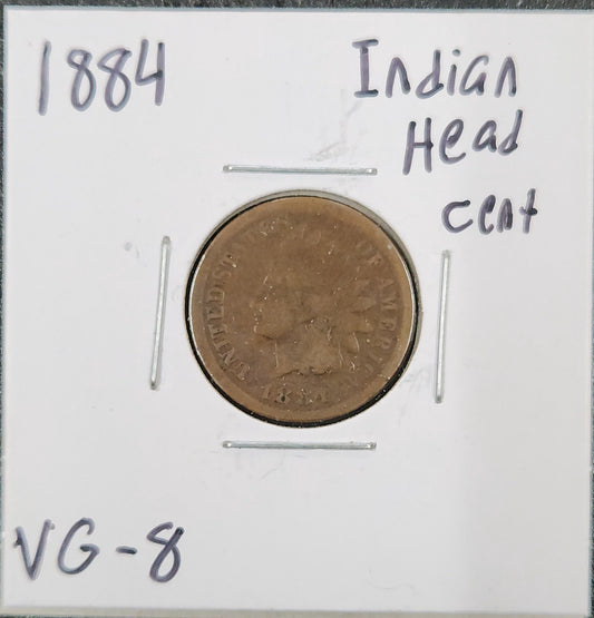 1884 Indian Head Cent VG-8 1365.8-A — Obverse