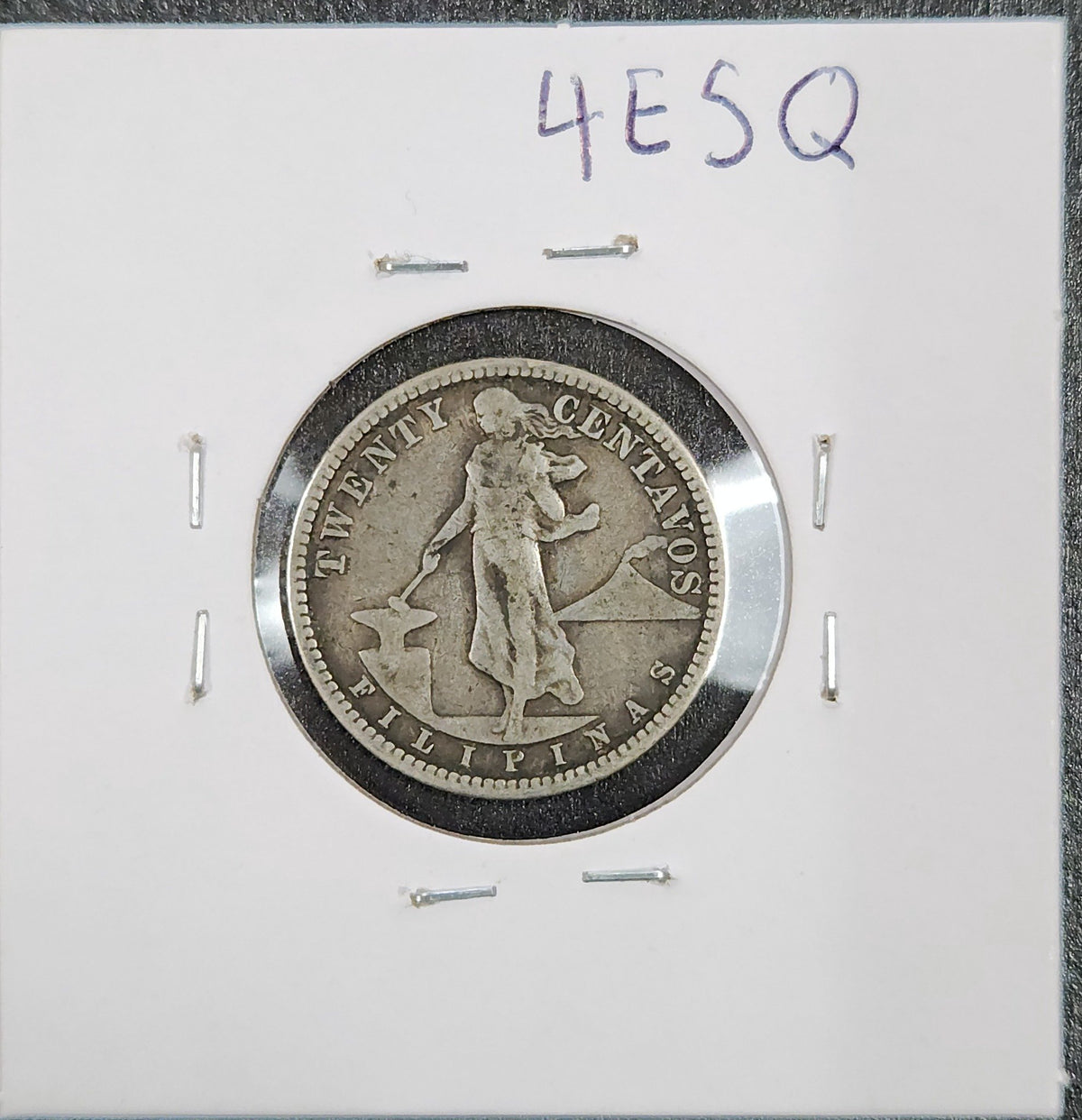 1908-S Philippines 20 Centavos 4E5Q — Reverse