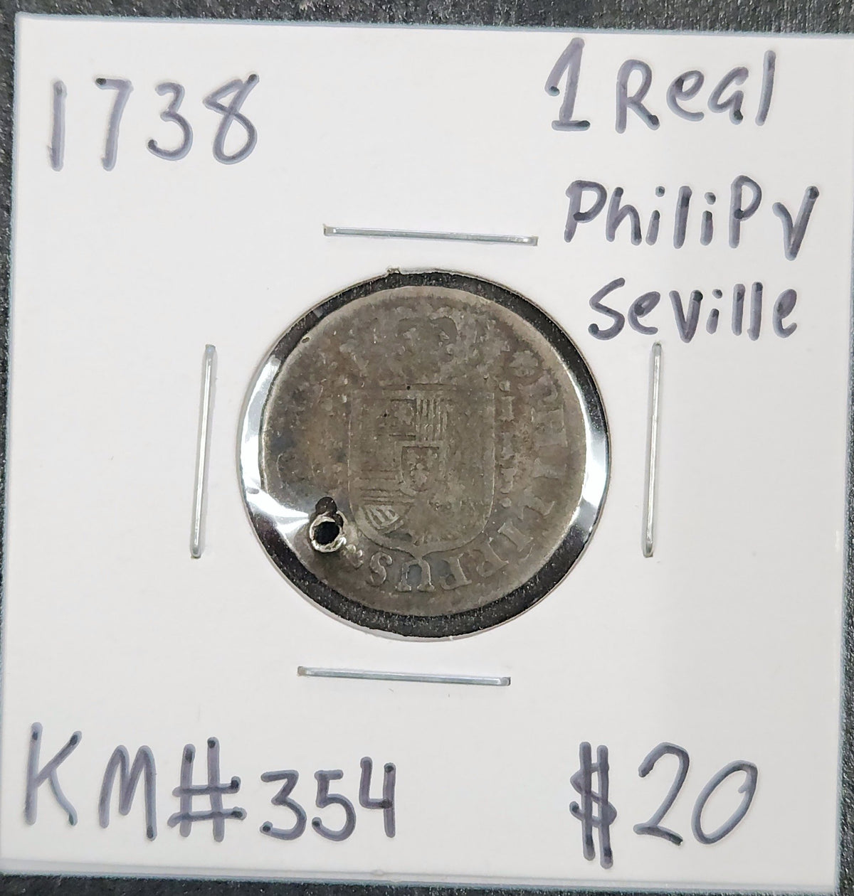 1738 1 Real Philipv Seville Km#354 6JSU — Obverse