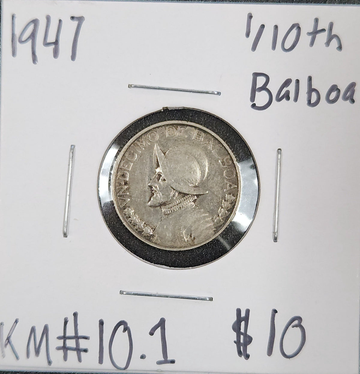 1947 1/10th Balboa KN#10.1 8VZZ — Obverse