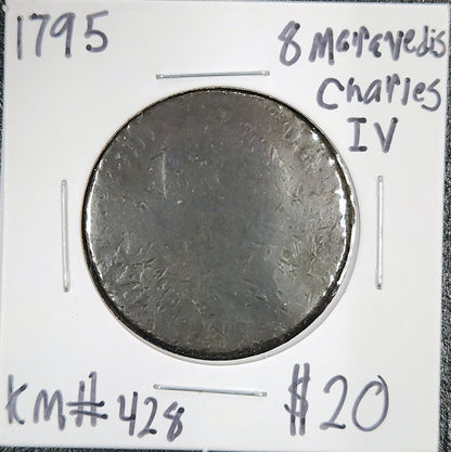 1795 8 Maravedis Charles IV KM#428 MGFV — Obverse