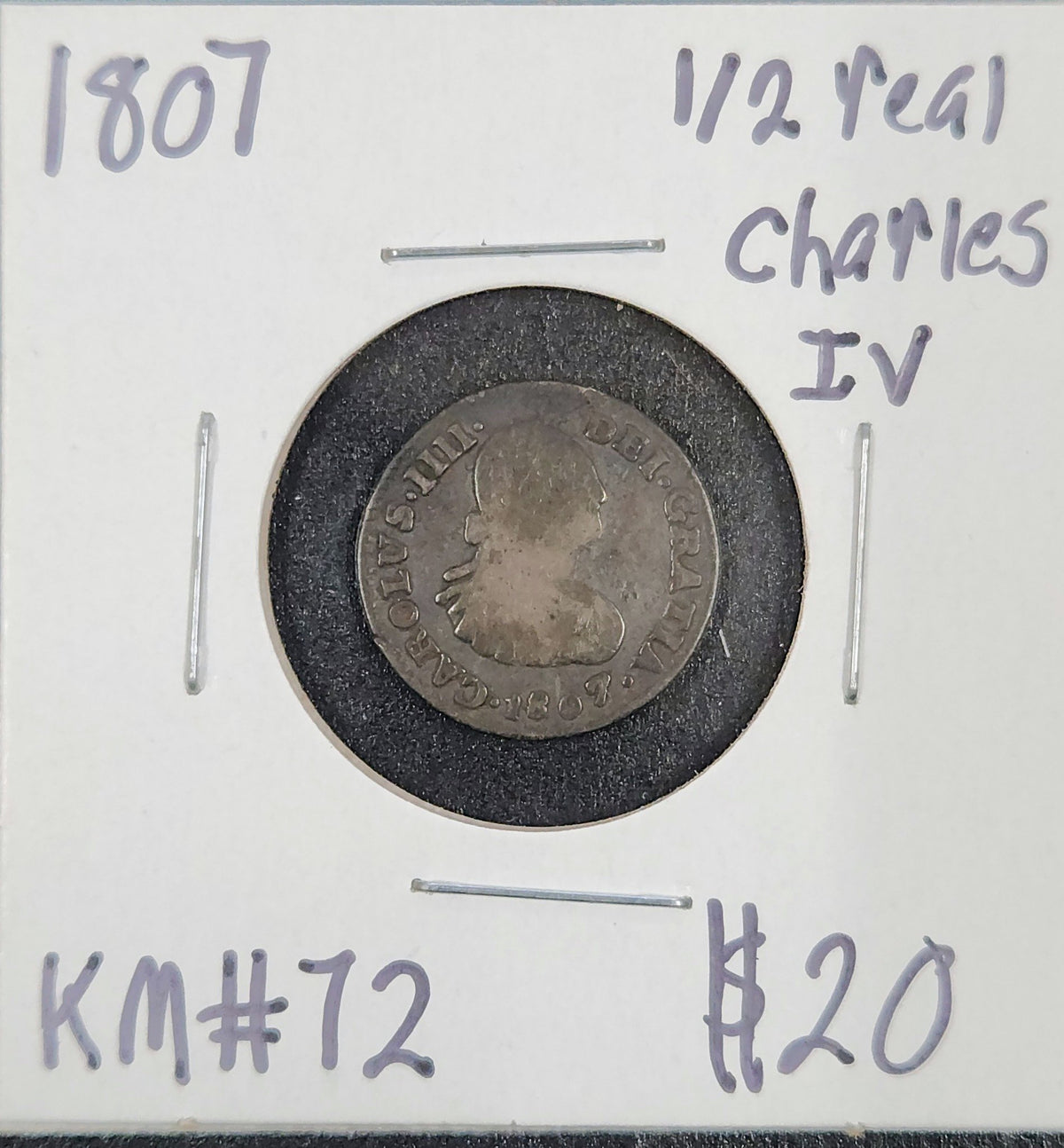 1807 1/2 Real Charles IV KM#72 K38J — Obverse