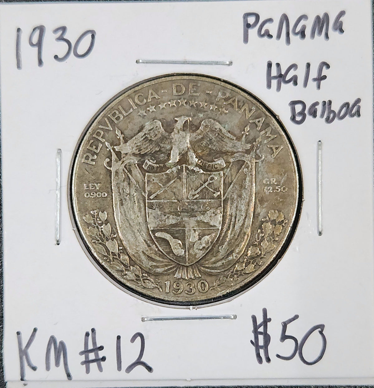 1930 Panama Half Balboa KM#12 2KGZ — Obverse