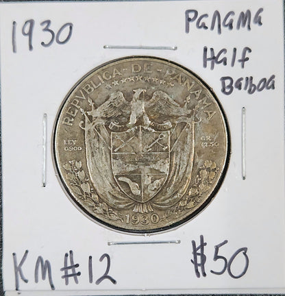 1930 Panama Half Balboa KM#12 2KGZ — Obverse