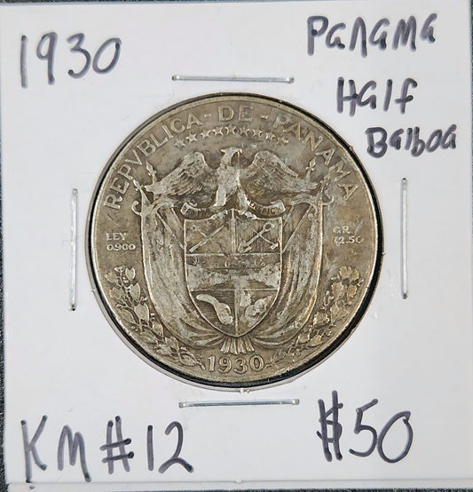 1930 Panama Half Balboa KM#12 2KGZ — Obverse