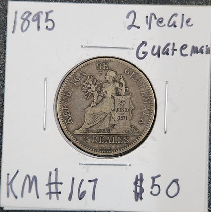 1895 2 Reale Guatemala KM#167 NURS — Obverse