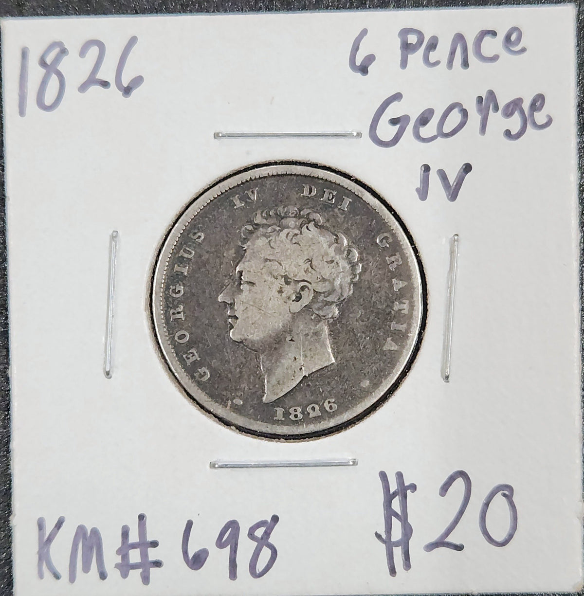 1826 6 Pence George IV KM#698 AMFN — Obverse