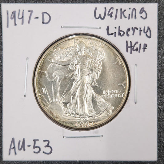 1947-D Walking Liberty Half AU-53 — Obverse